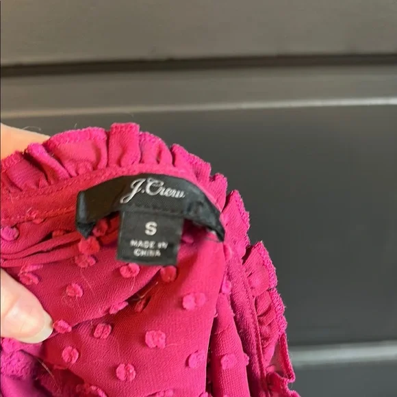 J Crew Raspberry Ruffle Swiss Dot Blouse - Picture 2 of 3